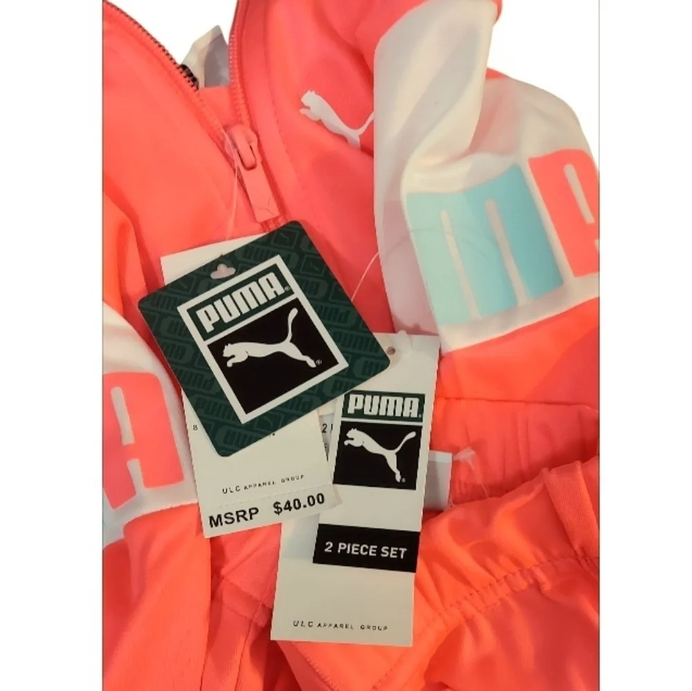 NWT Girl's Puma Minicat 2 Pc Sunset Glow Jogger Tracksuit ~SZ 6/9 Mos